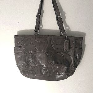 Coach gray patent leather tote.